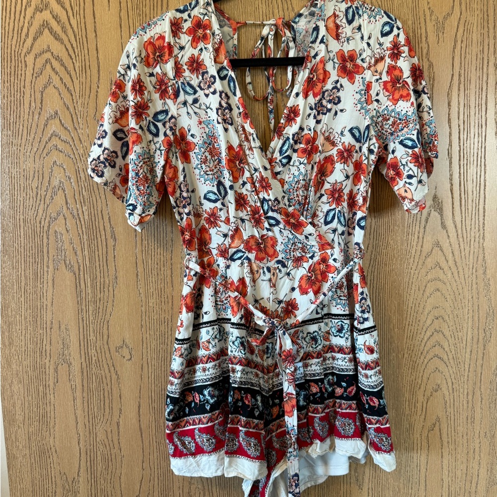 Blue Rain Floral Romper
